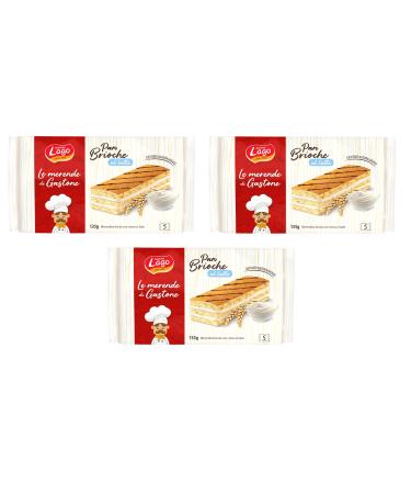 Italian Gourmet E.R. 3 x Gastone Lago Pan Brioche al Latte Snacks Filled with Milk Cream 135g Each Pack Contains 5 x 27g Snacks