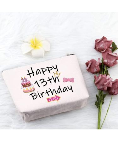 Pxty Happy 13th Birthday Gifts for Girls - Inspirational Make-up Bag & Cosmetic Pouch - Perfect 13 Years Old Gifts in Beige - Buy Online on GoSupps.com