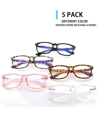 5 Pack Blue Light Blocking Reading Glasses | Spring Hinge Computer Readers for Men and Women | Anti UV Ray Filter Nerd Eyeglasses | 1.25 x Magnification - Buy Online on GoSupps.com