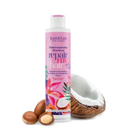 Jean & Len Coconut Oil & Macadamia Repair Shampoo, for damaged & weak hair, prevents moisture loss, paraben & silicone free, vegan 300 ml