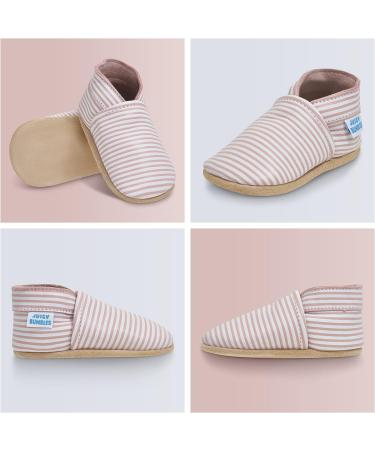 Baby Girl/Boy Soft Sole Leather Toddler Shoes, 18-24 months, Pink Stripes | Baby Walking Shoes - Buy Online on GoSupps.com