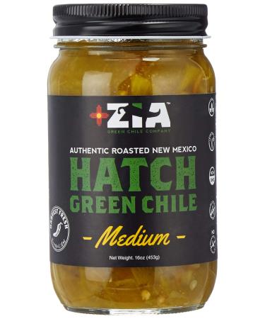 Original New Mexico Hatch Green Chile By Zia Green Chile Company - Delicious Flame-Roasted, Peeled & Diced Southwestern Certified Green Peppers For Salsas, Stews & More, Vegan & Gluten-Free - 16oz MEDIUM HEAT LEVEL