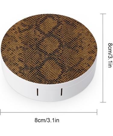 Shop Stylish Brown Snake Skin Pattern Contact Lens Case | Portable Travel Box with Mirror - Buy Online on GoSupps.com
