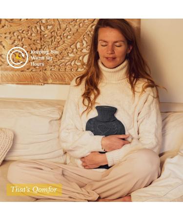 Premium Hot Water Bottle with Soft Knitted Cover - 1.8l Capacity for Pain Relief & Cosy Nights - Great Gift for Women (Dark Grey) - Buy Online on GoSupps.com