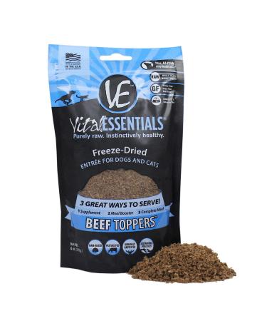 Vital Essentials Freeze-Dried Grain-Free Toppers for Dogs or Cats, 6 oz. Beef