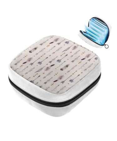GIAPB Sanitary Napkin Storage Bag Period Bag Tampon Bag Makeup Bag Pad Pouch Watercolor Feathers Color3826