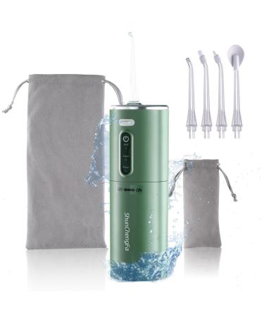 Water Dental Flosser Pick for Teeth Portable Oral Irrigator Rechargeable Portable Travel Water flosser IPX7 Waterproof Water flosser for Home for Teeth Cleaning (Dark Night Green)