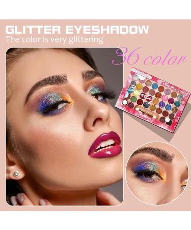 Katiluxiya 36 Colors Glitter Eyeshadow Palette White Gel Glitter Eyeshadow Pressed Powder Pink Shimmer Eyeshadow Shimmer Highlighter Metallic Eye Shadow Women Face Body Makeup Pallets 0  - Buy Online on GoSupps.com
