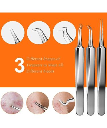 Blackhead Tweezers Kit Blackhead Remover Tools Kit Acne Extractor Tool Professional Stainless Pimple Acne Blemish Removal Tools with Portable Case (13-PCS) - Buy Online on GoSupps.com