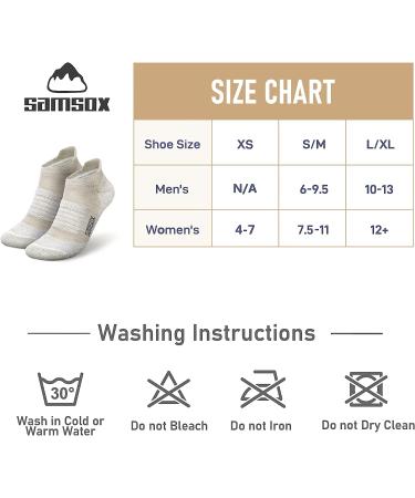 Samsox Merino Wool Running Socks - 2 Pairs | Made in USA | Cushioned Low-Cut Athletic Socks for Men & Women - Small-Medium | Oatmeal - Buy Online on GoSupps.com