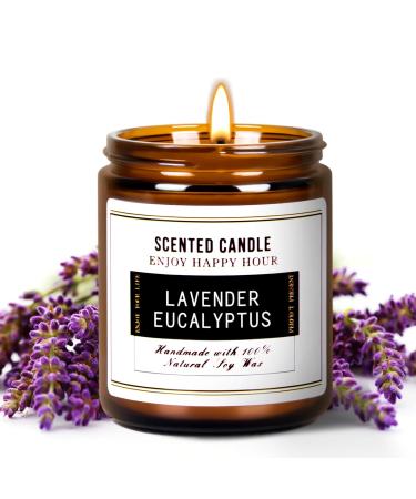 Premium Eucalyptus & Lavender Scented Candles - Soy Wax Candles | Aromatherapy Candles for Stress Relief Meditation Yoga Relaxing SPA | Natural Jar Candles for Home Men Women Office Eucalyptus & Lavender M