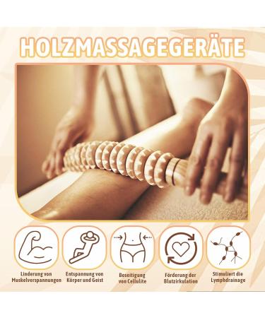 Premium Wooden Massage Roller - Fascia Stick with Handle for Neck Legs Back & Body Relief - Buy Online on GoSupps.com