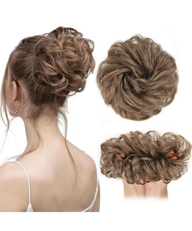 Hair part dutt hair tie updos messy bun hair parts large bun hair part lured with hair ponytail hair extensions (12/24# (light gold brown & pale gold blonde mixed)))