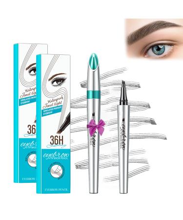 2PCS Blapee Eyebrow Pencil - Micro 4 Point Brow Pen Atikisoi Eyebrow Pencil 3D Waterproof Microblading Eyebrow Pen with 4 Tip Microblade Eyebrow Pen (Dark Brown*2PCS)