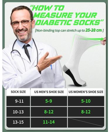 LIN Diabetic & Circulator Socks - Non-Binding 6 Pairs for Women/Men with Edema, Neuropathy, Lymphedema - Sizes 9-11, 10-13, 13-15 - Buy Online on GoSupps.com