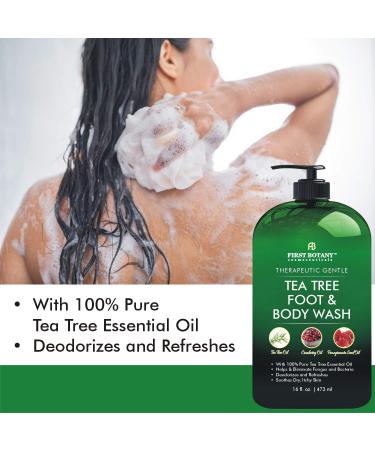 Tea Tree Body & Foot Wash - Fights Corns, Calluses, Dandruff, Warts, Nail Issues, Acne, Body Odor, Eczema, Jock Itch - 100% Natural - 16 fl oz - Buy Online on GoSupps.com