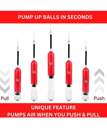 Hand Pump for Balls with 5 Needles - Fast Inflation for Basketball, Soccer, Volleyball, Football - Red - Buy Online on GoSupps.com