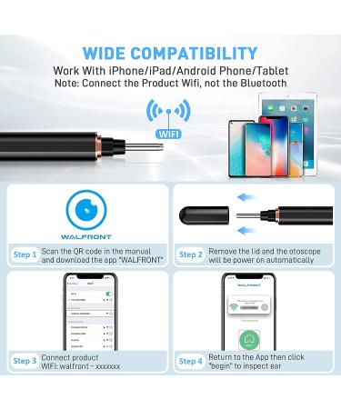 AWELOR Ear Wax Removal Camera - 1296P HD Endoscope Ear Cleaner for iPhone, iPad & Android - Wireless Otoscope with 6 LED Lights - Buy Online on GoSupps.com