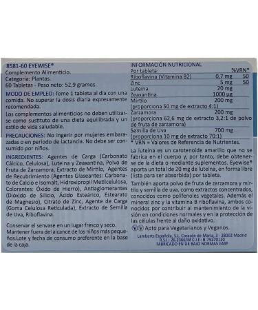 Lamberts - Eyewise - 60 tabs - Buy Online on GoSupps.com