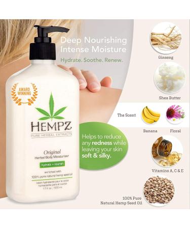 Hempz ORIGINAL Herbal Body Moisturizer 21oz - Hydrating Lotion for Soft Skin - Buy Online on GoSupps.com