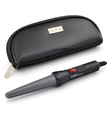FARI Travel Mini Hair Curling Iron Wand with Ceramic Tourmaline Coating Dual Voltage Fast Heating Barrel Creates Salon Grade Wavy in Minutes Heat Resistant Glove and Travel Pouch Included Black