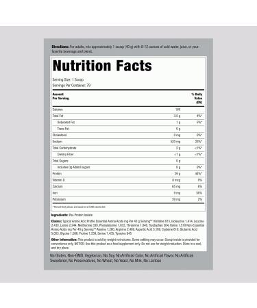 Piping Rock Pea Protein Powder Unflavored 7lb - Vegan Non-GMO Gluten-Free | Premium Quality Protein for Optimal Health - Buy Online on GoSupps.com