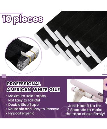 Laavoo Invisible Tape Extensions - 18 Remy Real Hair Black - 10pcs Skin Weft for Smooth Natural Look - Buy Online on GoSupps.com