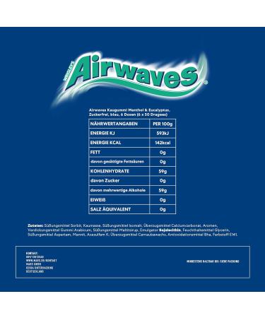 Airwaves Chewing Gum | Menthol & Eucalyptus | Sugar-Free Fresh Breath | 12 Packs of 50 Dragees - Buy Online on GoSupps.com
