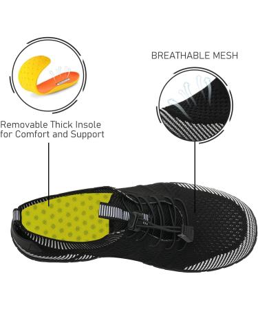 Men's & Women's Bathing Shoes - Barefoot Water Shoes for Beach Surfing Diving & Fitness - EU Size 44 - Black & White - Buy Online on GoSupps.com