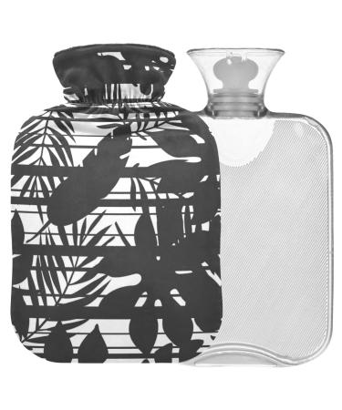 Naanle palm leaves flower hot water bottle with cover transparent hot water bottle heat bottle for bed handfoots Warmer pain relief heat and cold therapy small 1l