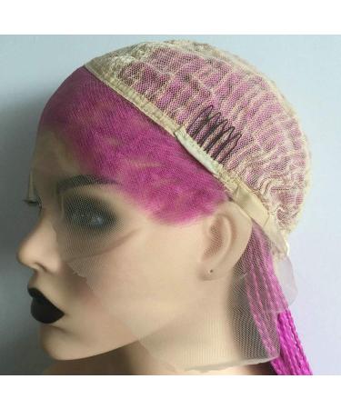 SereneWig 71 cm Handmade Pastel Violet & Red Box Braids Wig - Synthetic Lace Front for Afro-American Styles Perfect Party Look - Buy Online on GoSupps.com