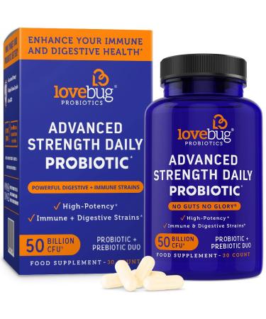 LoveBug Probiotics Advanced Strength Daily Probiotic 50 Billion CFU 30 Count