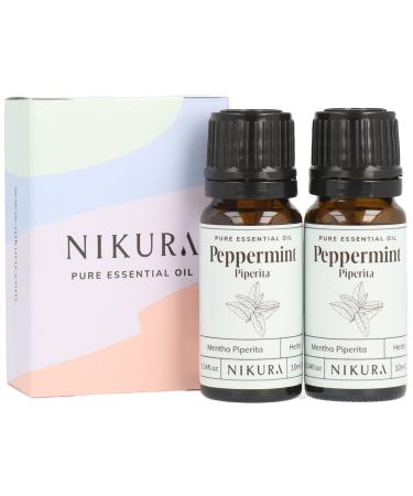 Nikura Peppermint (Piperita) Essential Oil - 20ml (2 x 10ml) | 100% Pure Natural Oils | Perfect for Hair Care Spider Repellent Energy Boost Candles | Great for Skin Headaches | Vegan & UK Made - Buy Online on GoSupps.com
