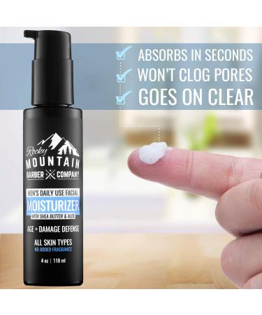 Rocky Mountain Barber Company Men's Face Moisturizer with Shea Butter, Jojoba Oil, Argan Oil & Glycerin - Fragrance-Free, All Skin Types - Buy Online on GoSupps.com