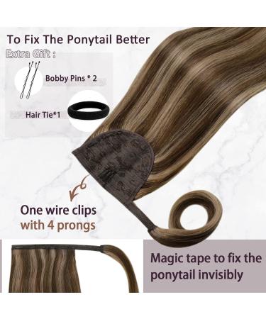 Runatur Real Hair Braid Extensions - Brown & Blonde Highlights 55cm Long Ponytail 80g #3P12 - Buy Online on GoSupps.com