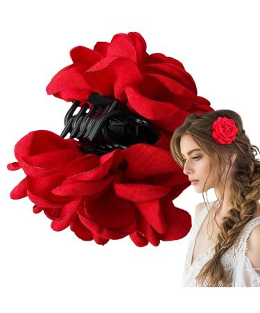 Rose Claw Clip | Rose Brooch Floral Hairpin Floral Hair Clips Non Slip Strong Hold Blooming Rose Claws Clips for Thin Hair and Thick Hair 9cm