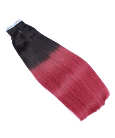 Tape In Hair Extensions - 1B/Burgundy Ombre - 50cm 30 Bricks 100% Remy Real Hair | Tresse by Novon Hair Extensions - Buy Online on GoSupps.com