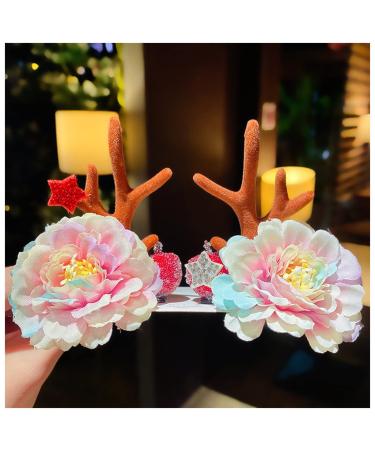 Hair Clips Christmas antlers hairpins deer ears hairpins Christmas party headbands holiday hair accessories Blue Hair Clips (Size : 23)