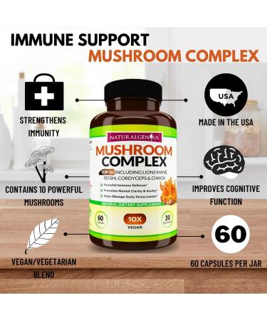 Natural Genius Top 10 Mushroom Extracts - Immune Booster Nootropic Supplement - Buy Online on GoSupps.com