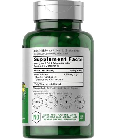 Horb ach Rhodiola Rosea Capsules 2000mg | 180 Count | Non-GMO Gluten Free Supplement - Buy Online on GoSupps.com