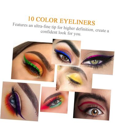 SOESFOUFU 10pcs Lasting Cosmetics Shadow Long Make Waterproof Liquid Long-lasting Eyeliner Colorful Colour - Buy Online on GoSupps.com