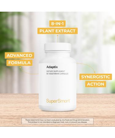 Supersmart - Adaptix - Combination of 8 Plant Extracts with Adaptogen Properties (Ashwagandha Astragalus Ginseng Reishi) | Non-GMO & Gluten Free - 90 Vegetarian Capsules - Buy Online on GoSupps.com