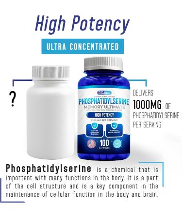 We Like Vitamins Phosphatidylserine Supplement with Gingko Biloba Gotu Kola DMAE - Improves Focus Memory Cognitive Function - Soy-Free 1000mg Memory Ultimate Complex - 100 Easy-to-Swallow Capsules - Buy Online on GoSupps.com