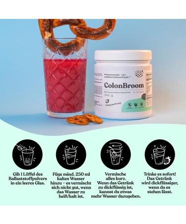 ColonBroom Psyllium Fiber Powder - Vegan Gluten-Free Sugar-Free 60 Portions for Healthy Digestion & Flatulence Relief - Buy Online on GoSupps.com
