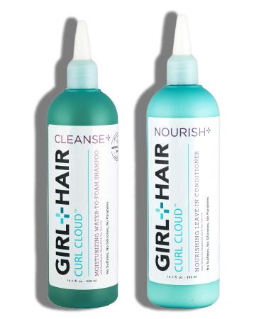 GIRL+HAIR Shampoo and Conditioner Set (2x 10.1 fl.oz./300 ml) – Moisturize and Hydrate Dry Hair and Scalp, Boost Shine, Reduce Itch and Frizz – No Silicones, Parabens or Sulfates, Color Safe, Vegan