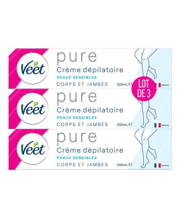 Veet - Pack of 3 Minima Depilatory Creams - Long-Lasting Softness After Hair Removal - Sensitive Skin - 200ml Tube (Pack of 3)