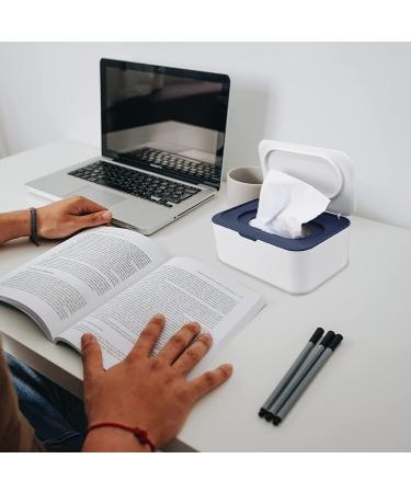 2 Pack Baby Wipes Dispenser with Lids - Refillable Wipe Holder for Bathroom & Travel - Keeps Wipes Fresh - Grey & Blue - Buy Online on GoSupps.com