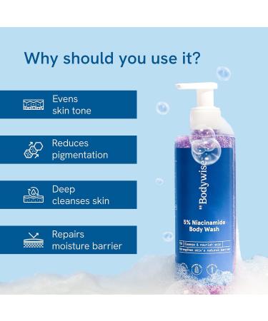 5% Niacinamide Brightening Body Wash | Hydrating & Deep Cleansing | Aloe Vera & Vitamins B3 & E | Glowing Skin for All Types | 250ml - Buy Internationally - Buy Online on GoSupps.com