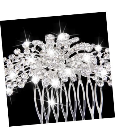 DOITOOL Bridal Wedding Hair Comb Slide Clip Rhinestone Hair Comb Floral Rhinestone Hair Pin Full Diamond Accessories Bride - Buy Online on GoSupps.com