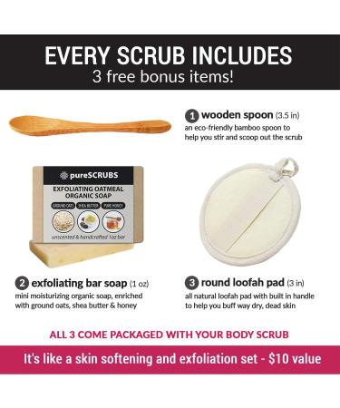 pureSCRUBS Pink Himalayan Salt Body Scrub Set - 16oz Lavender Scrub with Organic Oils & Nutrients - Includes Wooden Spoon, Loofah, and Exfoliating Bar - Buy Online on GoSupps.com